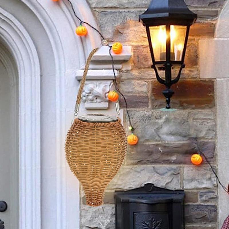 Rattan Natural Lantern Waterproof Garden Solar Light Creative Rattan Woven Lamp Handmade Camping Landscape Multifunctional United States