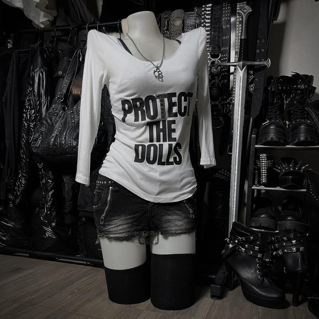 Vintage Y2K Retro Print Slim Fit Round Neck Long Sleeve T-Shirt for Women - Autumn/Winter Fashion