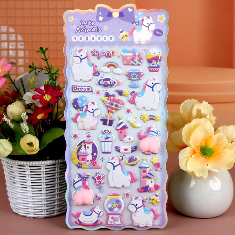 Каваї Мультяшний Тварина Собака Кіт 3D М'який Пухнастий Наліпки на Сідниці Милий DIY Чохол для Телефона Ноутбука Декорація Наклейка Іграшка-Декомпресія