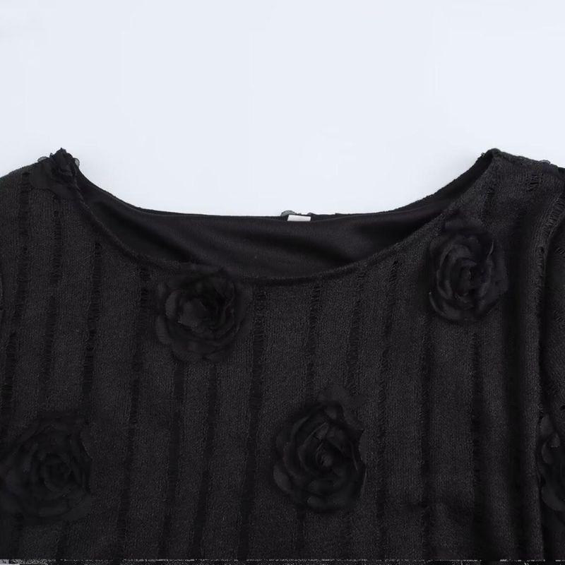 Kaslead New Arrival Women's Clothing Fashion Style Fashion Minimalist Three-Dimensional Flower Perspective Temperament Long Dress