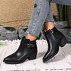 Fashion Block Heel Booties Women's Fashion Pointed Toe Side Pull Soft Sole Anti-slip Wear-resistant High Heel Boots
