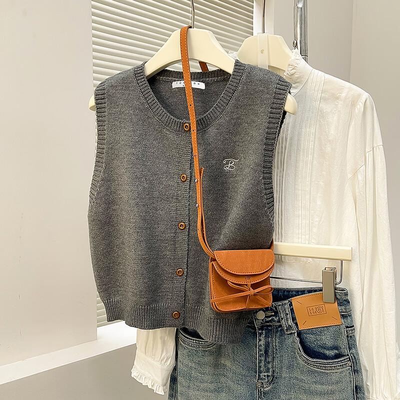 

TonLion Women s Embroidered Round Neck Cardigan Vest M