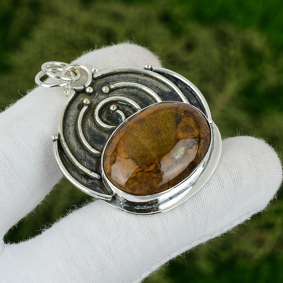 

Natural Willow Creek Jasper Gemstone Pendant Brown 925 Sterling Silver Jewelry
