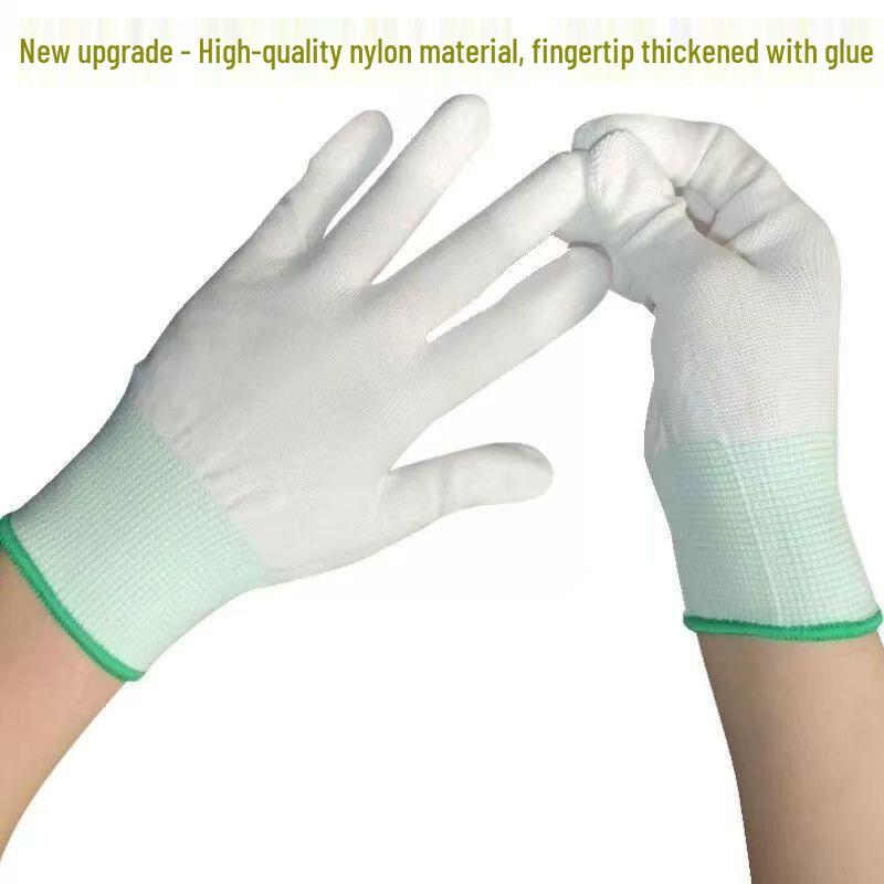 Anti-Static Nylon Work Gloves - Pure White, Labor Protection, Free Shipping