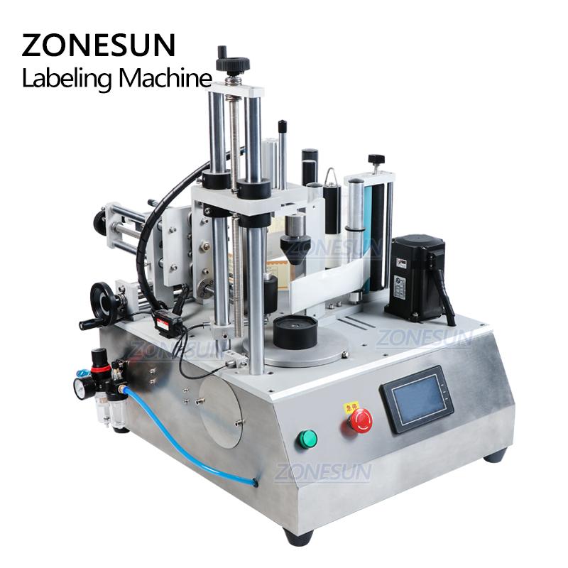 ZONESUN Semi-auto Hexagon Round Bottle Labeling Machine Sauce Jam Honey Label Sticker Applicator Wrap-around Labeler ZS-TB300W