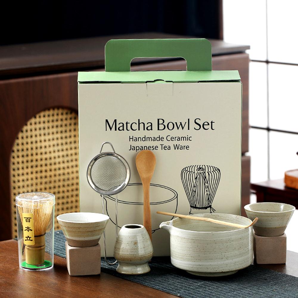 8PCS Japanese Matcha Set with Ceramic Bowl Bamboo Matcha Whisk Teaspoon Tea Sets Tea Lovers Gifts Tea-making Tools Accessories