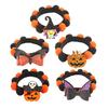 Witch Bat Pumpkin Collar Halloween Pom-pom Cat Collar, Adjustable Cute Dog with Decorations Orange And Black Pom-poms for Cats Dogs Photogenic