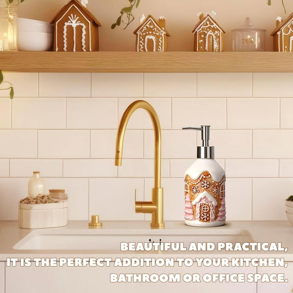 Christmas Hand Soap Dispenser Bathroom Liquid Pump Bottle Christmas Liquid Hand Soap Dispenser for Party Home Kitchen Countertop
