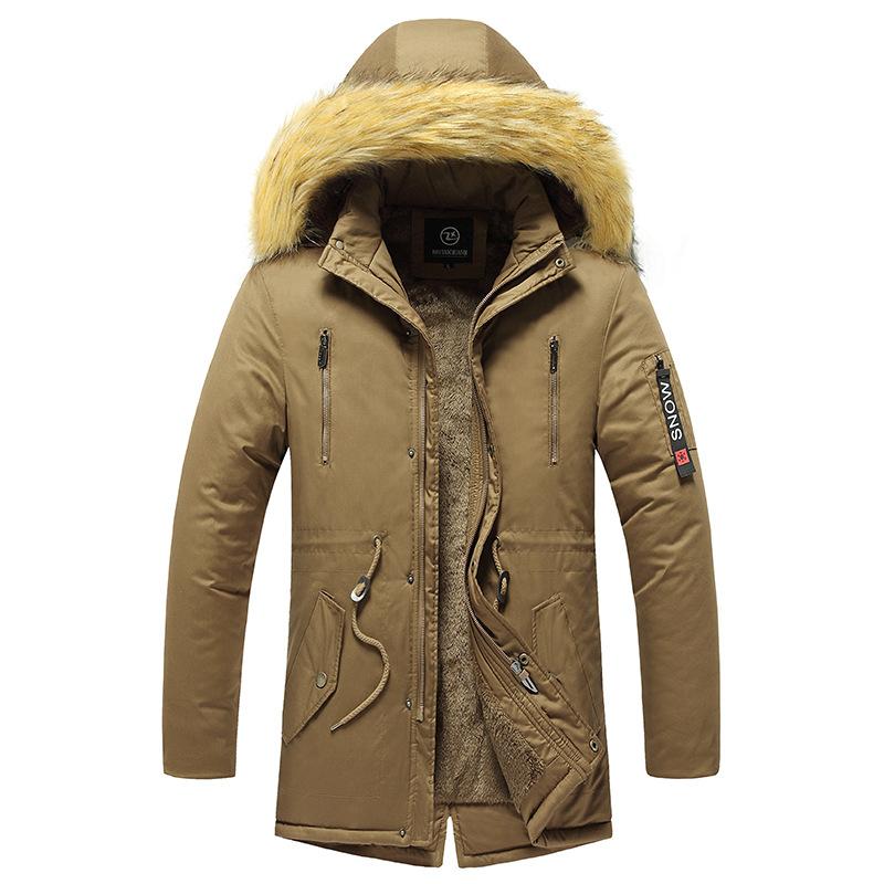 

Мужская куртка средней длины с хлопковой подкладкой, европейская и американская мода, приталенная теплая утолщенная зеленая мужская куртка с хлопковой подкладкой 3XL