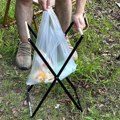 Garten Müllsack Halter Outdoor Laubsack Stützständer mit Holzgriff Hohe Stabilität Faltbarer Müll