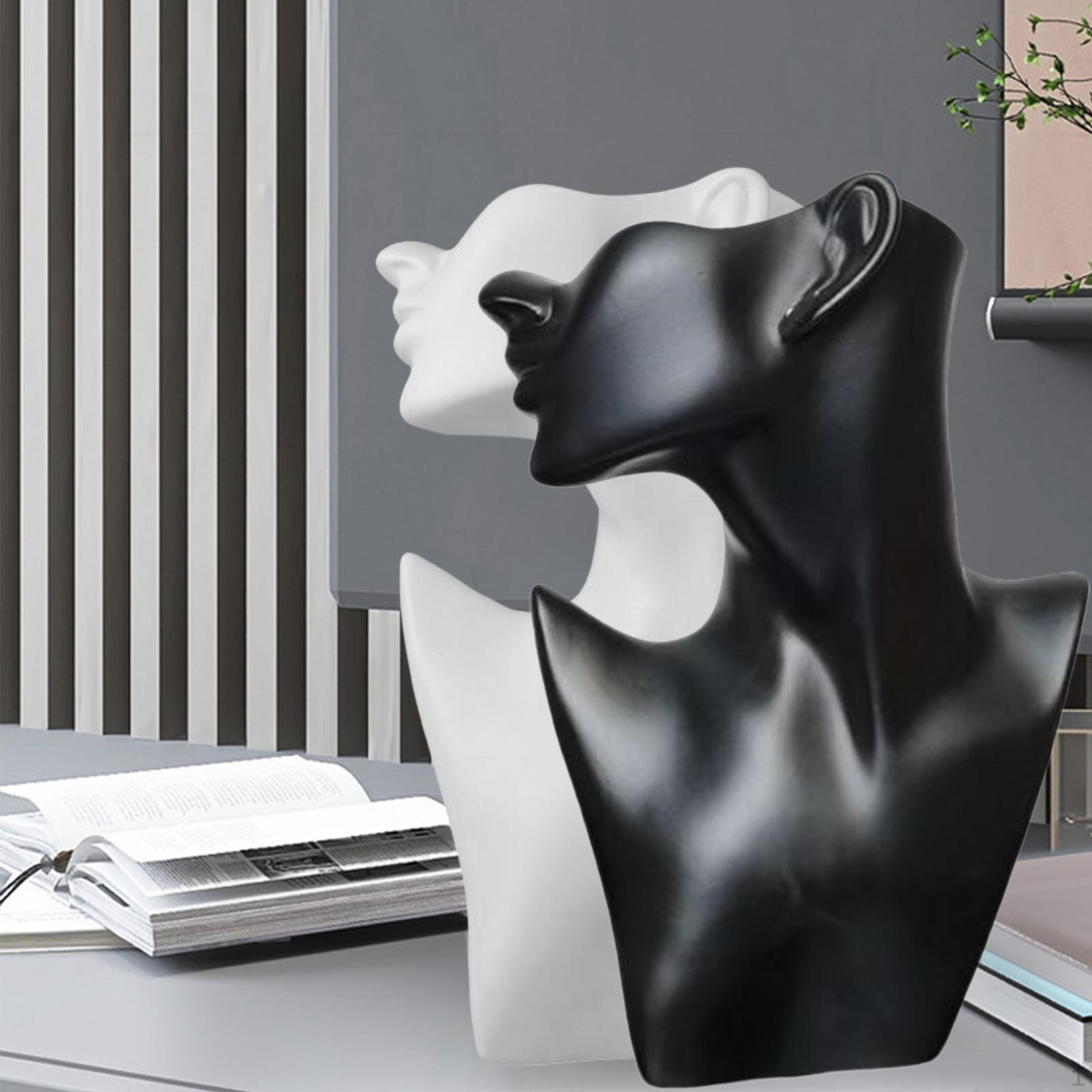 

2x Necklace Jewelry Display Half Face Earring Stand Bust Holder Organizer for Bracelet