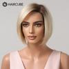 HAIRCUBE Bob Human Hair Wigs Ombre Light Blonde Pixie Cut Lace Front Wigs for Women Side Parted Straight Transparent Lace Wig
