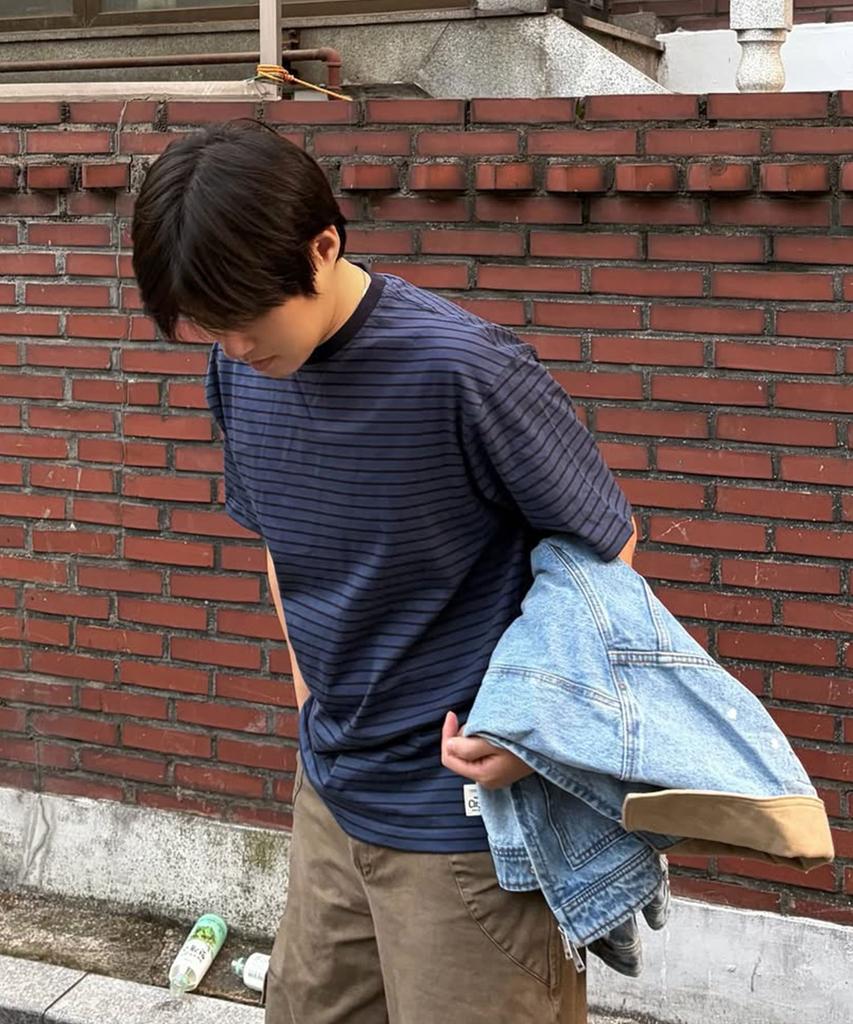 URBANDTYPE Vintage Label Striped T-Shirt_Navy