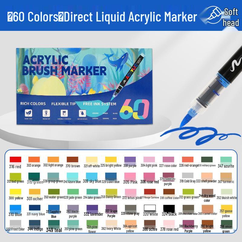 Direkt-Tinten-Acrylmarker Pinselstift mit weicher Spitze, Große Kapazität, Übermalbar, Nicht unter Druck.