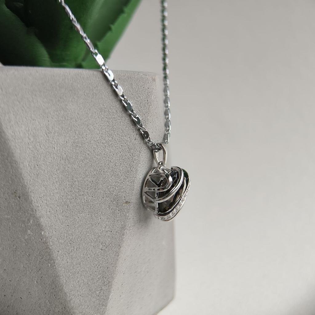 Серебряная подвеска с раухтопазом (дымчатым кварцем) 4.405ct, фианитами (2183570)