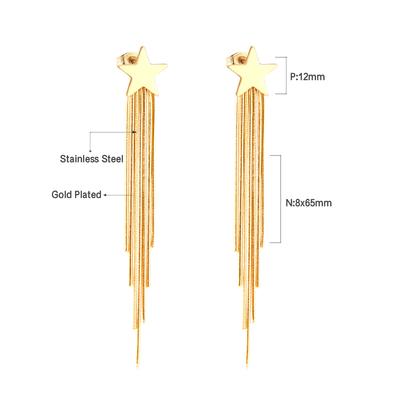 LUXUKISSKIDS Korean Tassel Star Gold/Steel Earings Stainless Steel Drop Fashion Jewelry Christmas Earrings Set For Women Brincos