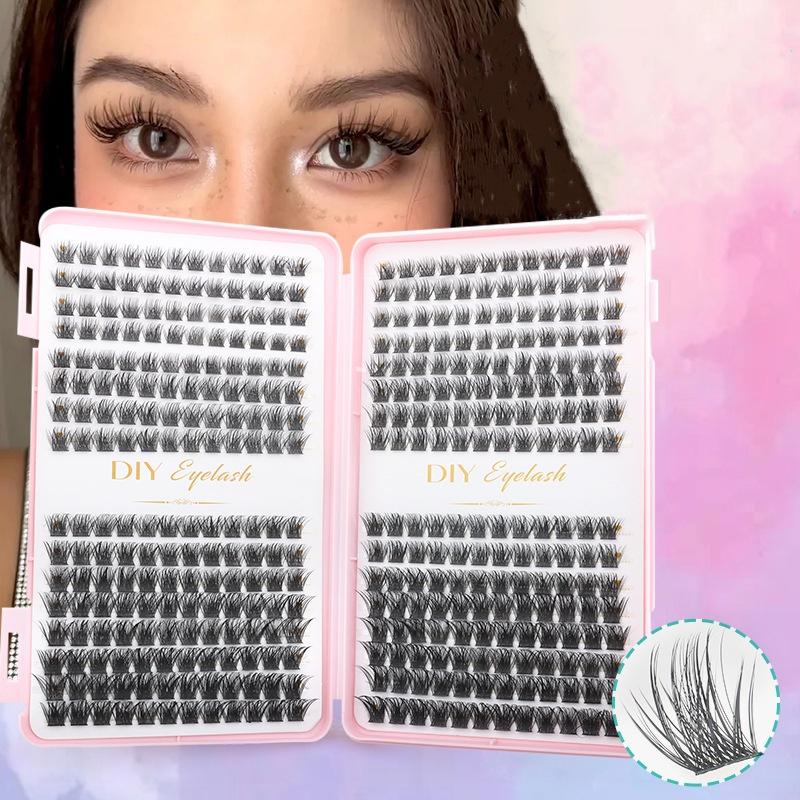 Custom Private Label 200D Mega Volume Lash Clusters 10-16MM Fluffy 3D Eyelash Clusters Kit Synthetic Hair Segmented Lash Book