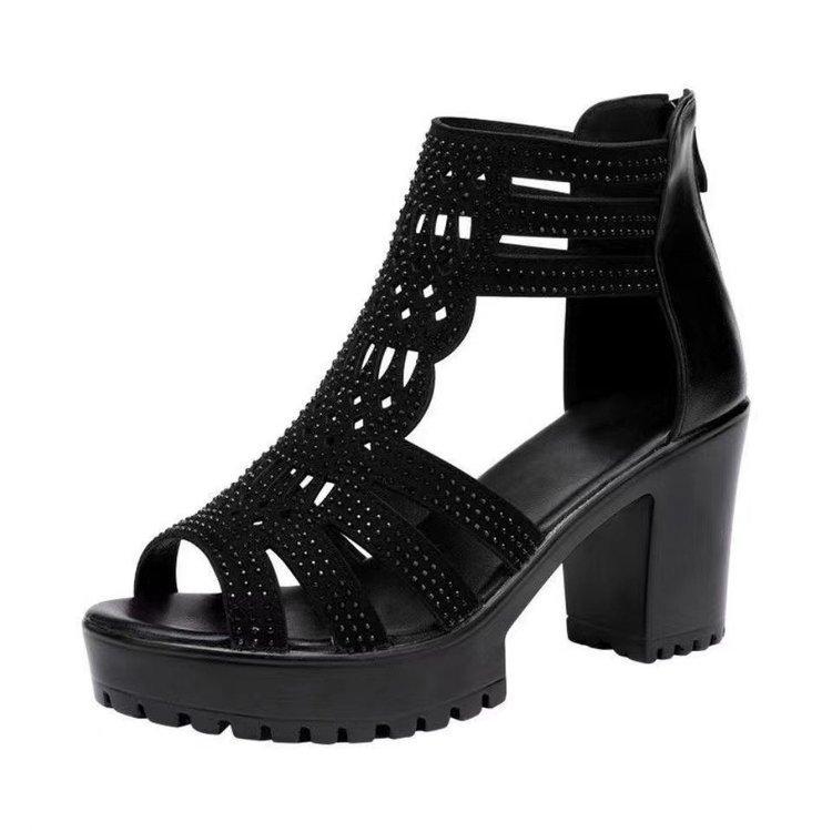 Roman Sandals Women Chunky Heel Non Slip Open Toe Summer Footwear For Casual Wear