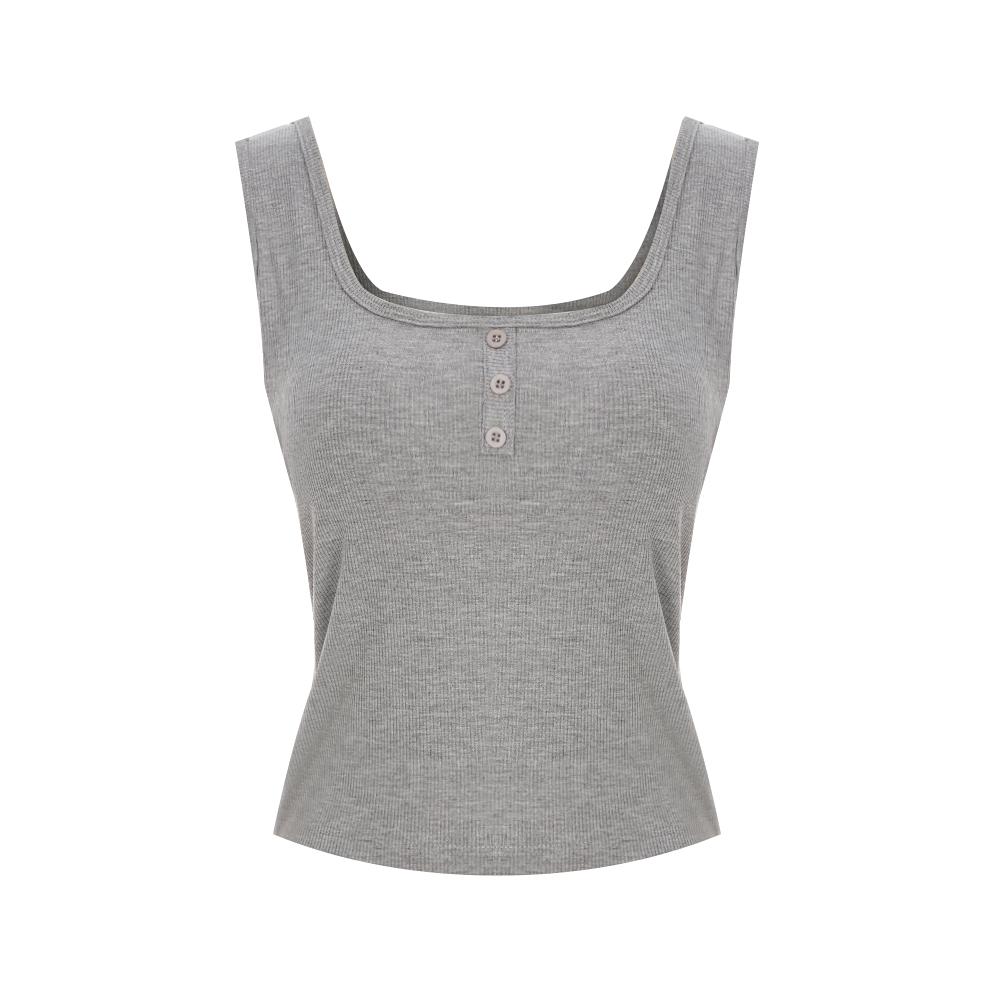 PAIGEFLYNN Button Ribbed Cap Sleeveless T-Shirt_S6Bts001C