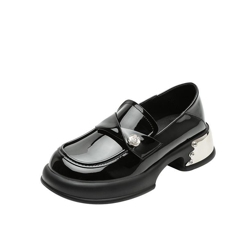 

Супермягкие весенние новые туфли-лоферы с маленьким круглым носком на платформе, кожаные маленькие кожаные туфли женские 34