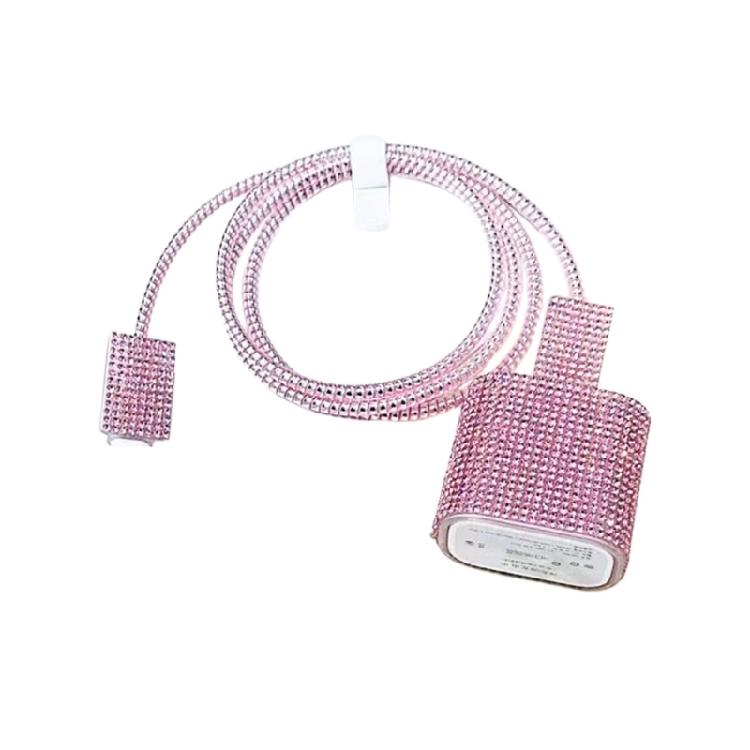 Glittering Rhinestones Charging Protections Case Featuring Soft TPU Shell And Practical Cable Saver For Charging Devices