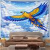 Colorful Parrot Flying in Blue Sky Pattern Wall Hanging Tapestry Decorative Tapestry Home Decor for Bedroom and Living Room