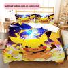 Pikachu Muster Bettwäsche Heimdekoration Geburtstagsgeschenk (1 Bettbezug + 2 Kissenbezüge, ohne Füllung)