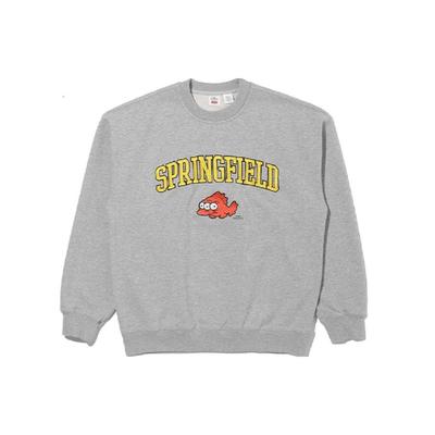 Levis X The Simpsons Collaboration Letter Print Cartoon Pattern Pullover Sweatshirt Men Sweatshirt Gray A2056-0001