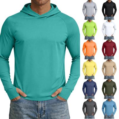 Men's 50 Plus Sun Lightweight Quick Dry Hoodie Long Sleeve Top with Breathable Fabric for Outdoor Activities