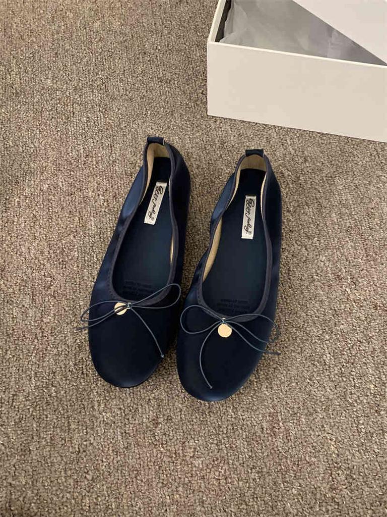 IPPEUM Women Ballerina Shoes Satin Round Toe Mary Janes Ballet Flats