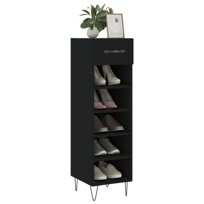 VidaXL Armoire à chaussures noir 30x35x105 cm bois d'ingénierie 829669