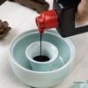 Ceramic Inkstone Moisturizing Inkwell with Lid for Calligraphy - Non-Drying Ink Dish & Brush Rest