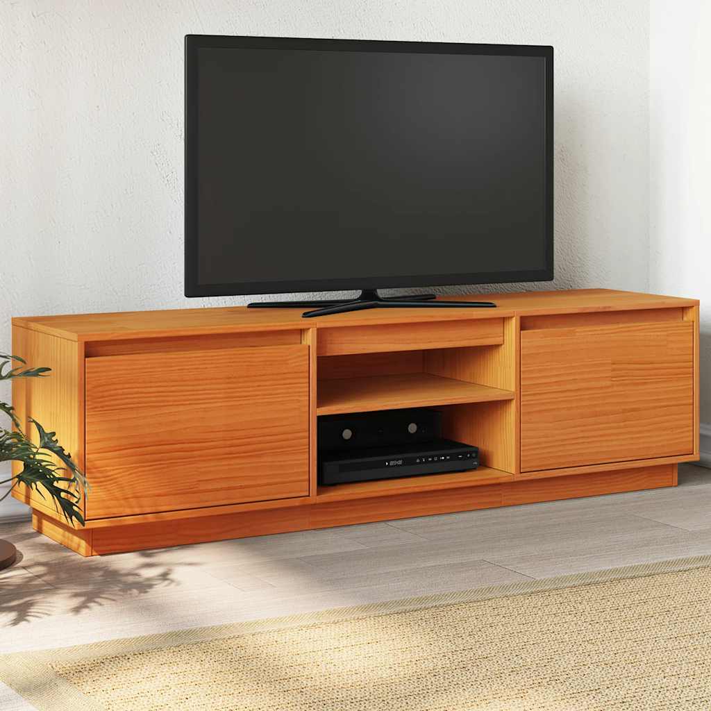 TV Cabinet Wax Brown 140 x 35 x 40 cm Solid Pine Wood