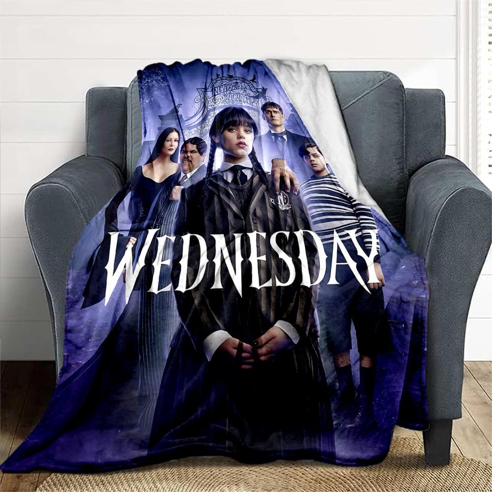 1pc Wednesday Outdoor Blanket Lightweight Flannel, Soft & Warm, All-Season Use for Sofa, Outdoor, Camping, Living Room, Office103