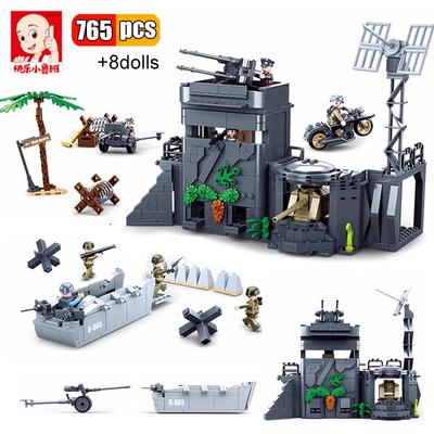 765 ks Vojenská německá armáda Stavební bloky atlantické pevnosti Normandie Armádní figurky vojáků Model Cihly Hračky Dárky pro chlapce