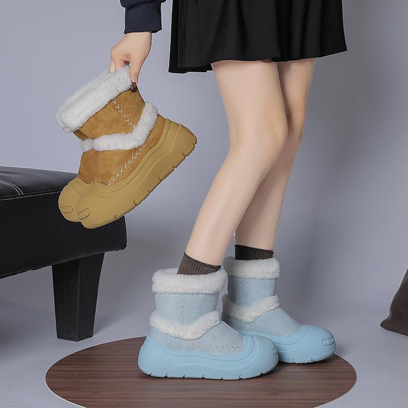 Thick-soled Snow Boots Hairy Boots Women's 2025 Autumn and Winter New Velvet Thermal Cotton Boots Versatile Non-slip Women's Boots