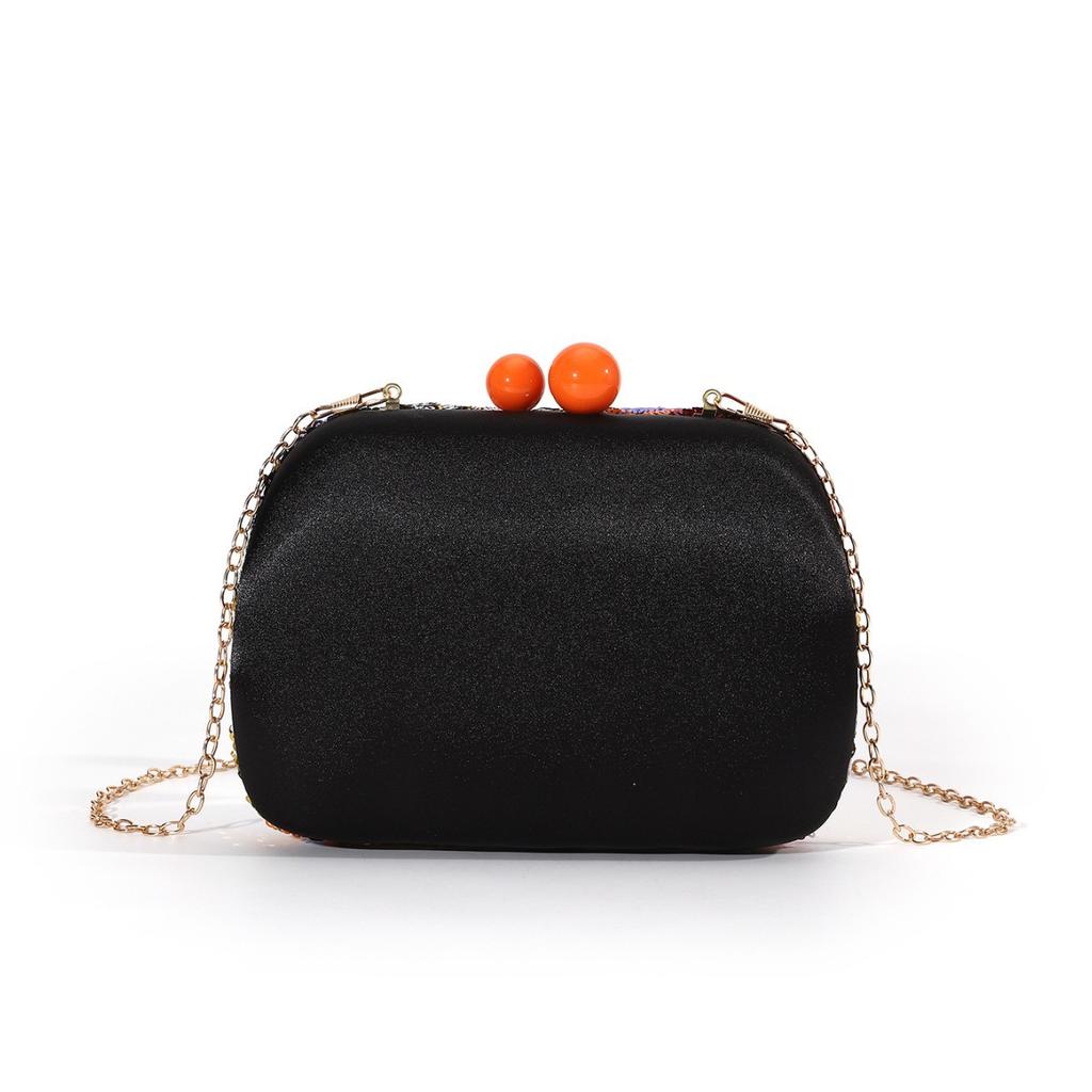 Contrast color flash flower sequin bead box clutch bag women's banquet satin dinner bag