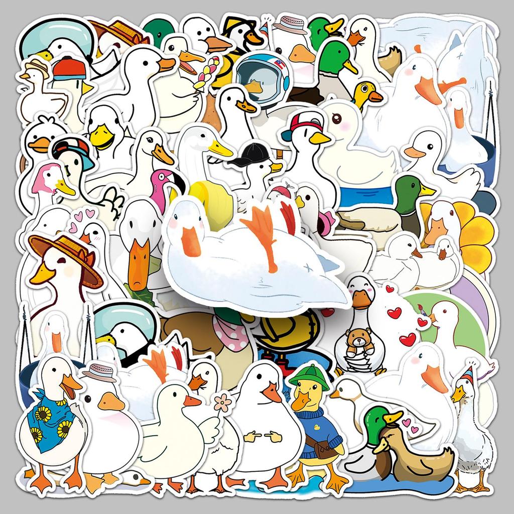 50PCS Duck Animal Waterproof Stickers for Luggage, Scooter, Laptop, Tablet, and Water Bottle Decoration