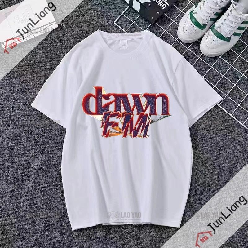Canadian Singer The Weeknd Dawn Fm Flat Print Tshirt Short Sleeve Loose Mens Tshirt Mens Tshirt Womens Hip Hop Clothing
