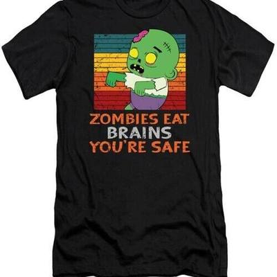 Zombies Eat Brains Youre Safe Undead Halloween 2 T Shirt S 2XL