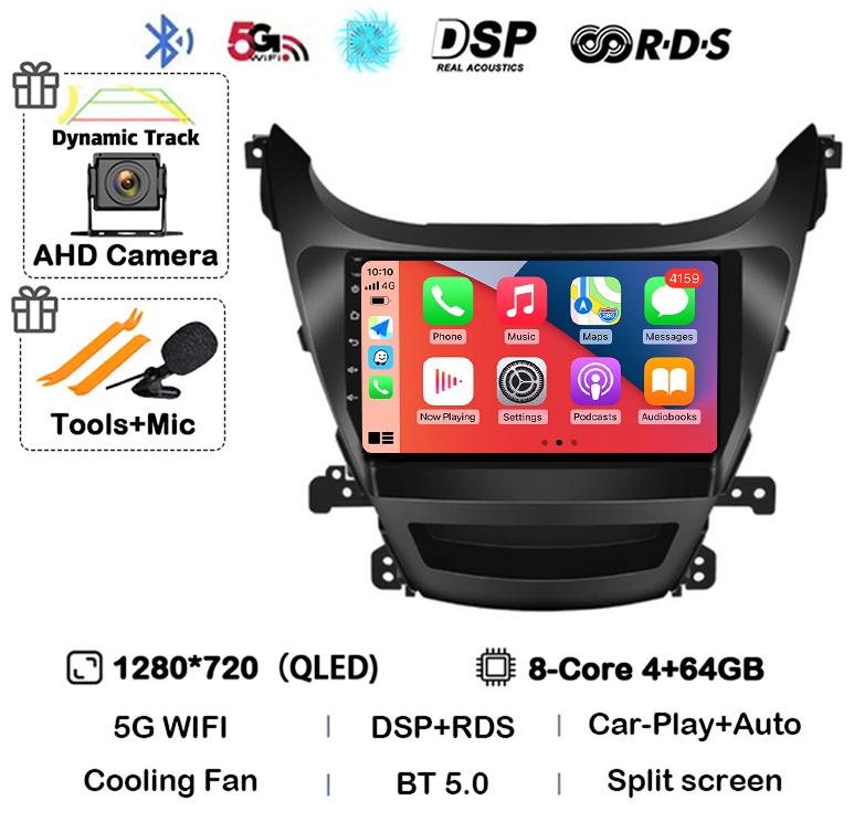 Android 14 Carplay Auto Car Radio For HYUNDAI ELANTRA 2011 2012 2013 2014 2015 2016 Multimedia Stereo Video Player GPS 4G WIFI