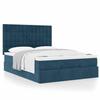 Exclusive House - Ottoman Bed Frame with Dark Blue Mattress 140x190 Cm Velvet