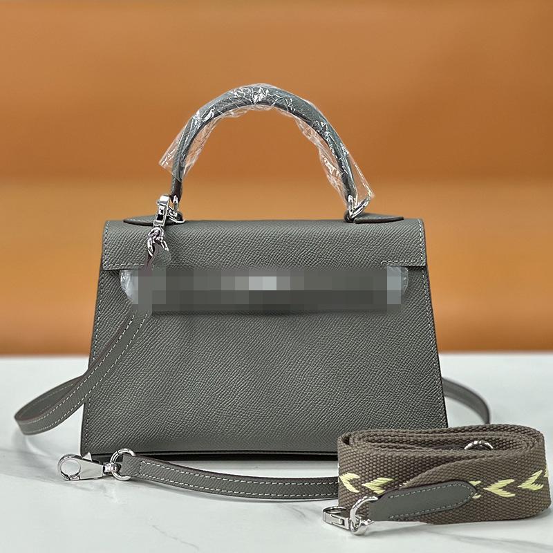 Second Generation Palm Print Cowhide Mini Small Keli Handbag 2025 New Bag Women's Commuter Versatile Shoulder Messenger Bag