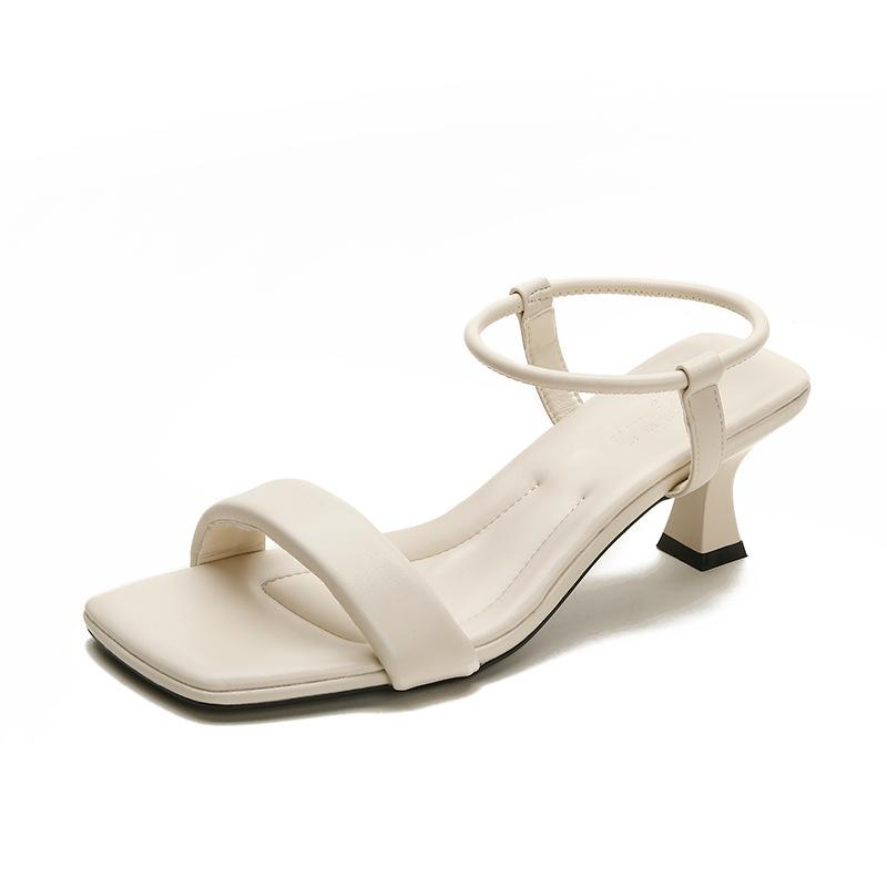 Sandals women's new women's shoes white high-end square head with high heels stiletto