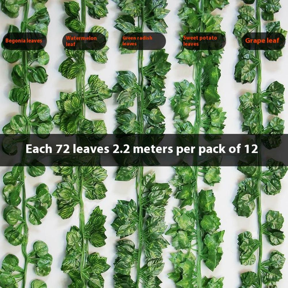 

12Pcs 2.1m Simulation Leaves Rattan Plastic Green Vine Artificial Plant Wall Decoration Ivy