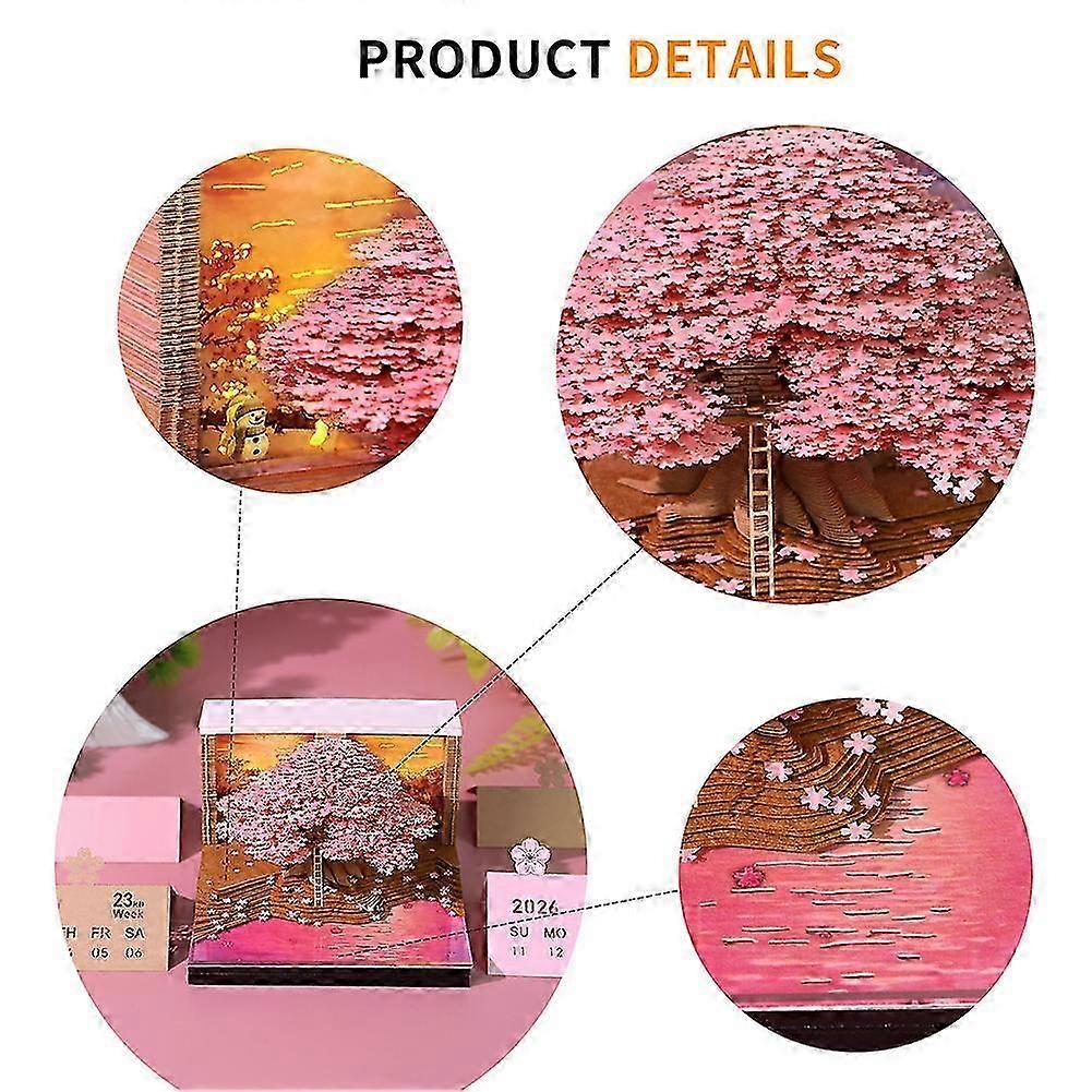 3D Calendar 2026 Cherry Tree Omoshiroi Block 3D Memo Pads Great Presents