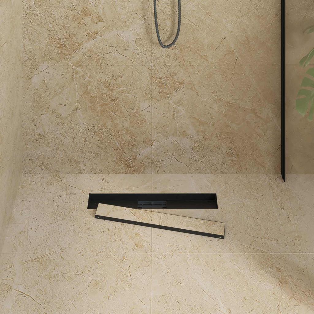 2 in 1 Shower Drain Black 50 cm Stainless Steel 304