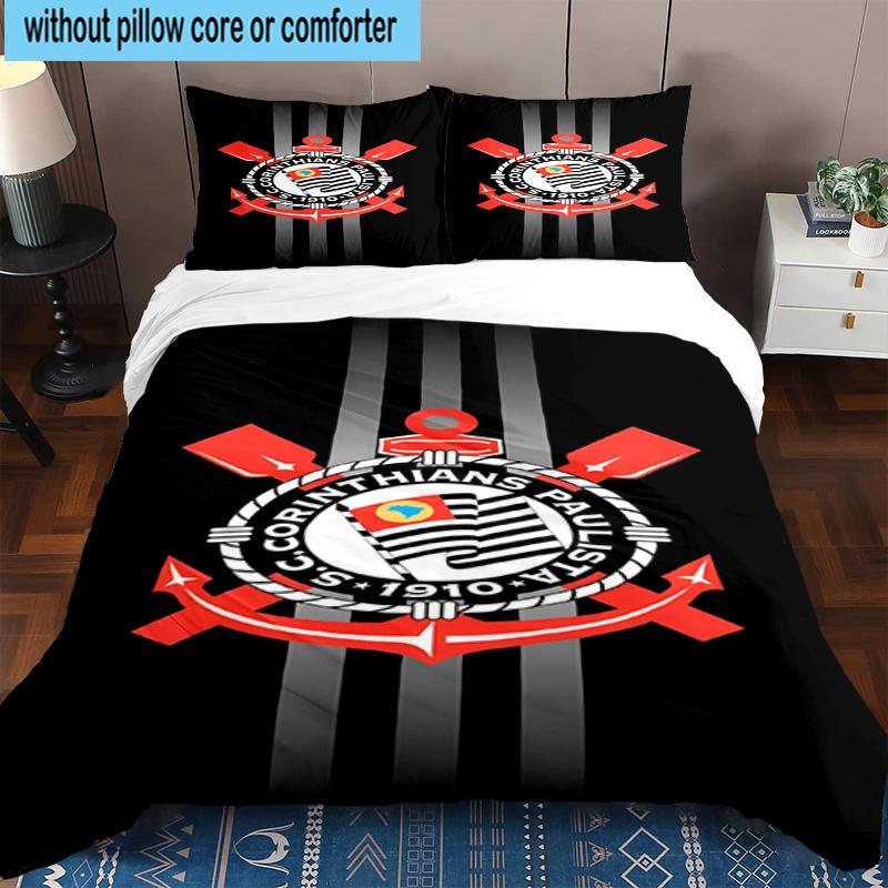3pcs Sport Club Football Crest Printed Bedding Set Duvet Cover Closure Includes 1 Duvet Cover & 2 Pillowcases Bedding Sets Home Decor Gifts