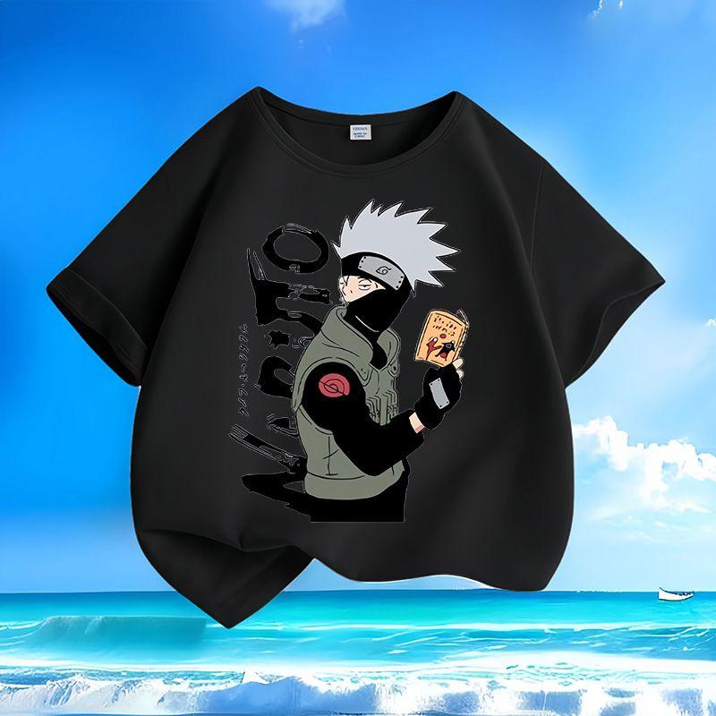 Boys' and Girls' Fashionable Naruto-style Shirts for Summer, Loose-fitting Pure Cotton T-shirts for Children