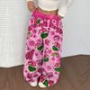 Women's Casual Christmas Print Elastic Waist Loose Fit With Plush Wide Leg Pants